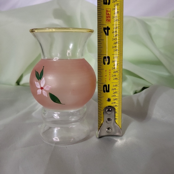 Vintage BARTLETT COLLINS 4" Vase Frosted Pink Gold Trim Handpainted Flower Vase - Picture 6 of 6